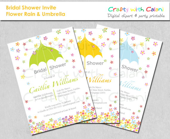 DIY Bridal Shower Party Invitation, printable invitation, Flower Rain ...